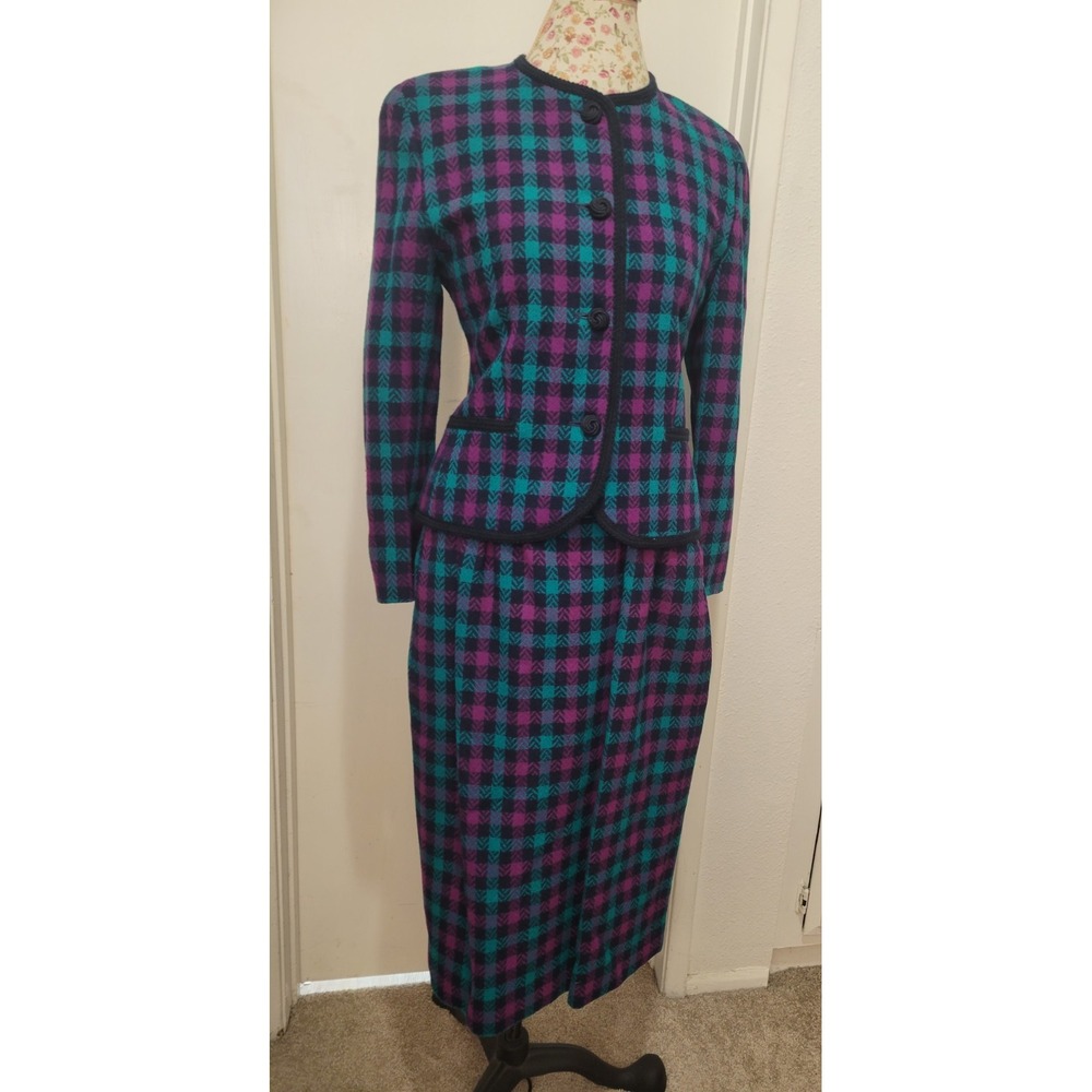 Vintage Pendleton Preppy Academia Secretary Workwear Plaid Suit Jacket Skirt 6P